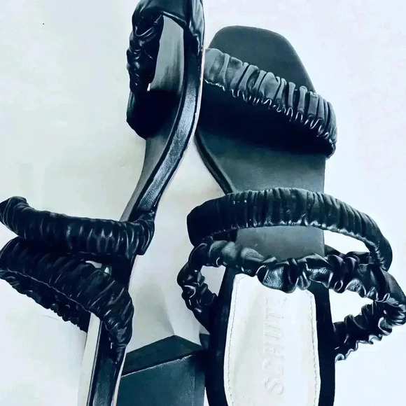 Schutz Lirah Mid Leather Triangle Heel Sandals - Picture 7 of 10